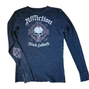 Y2K RARE BLACK SABBATH AFFLICTION Long Sleeve Shirt SIZE LARGE